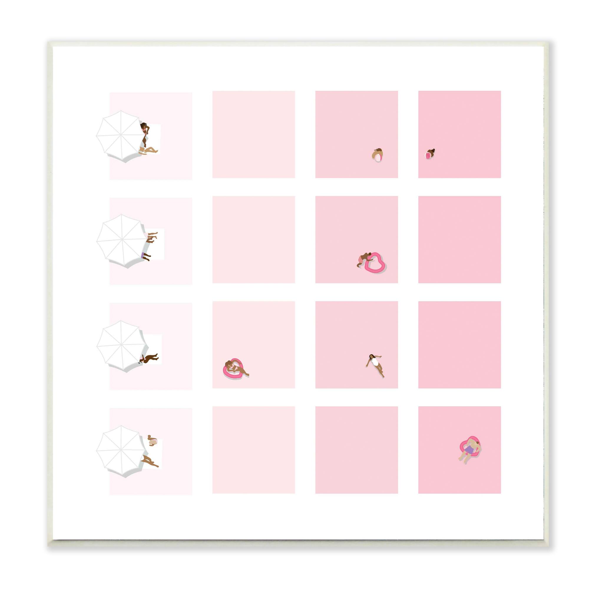 Stupell Industries Tropical Summer Pool Abstract Pink Geometric Pattern, 12" x 12"